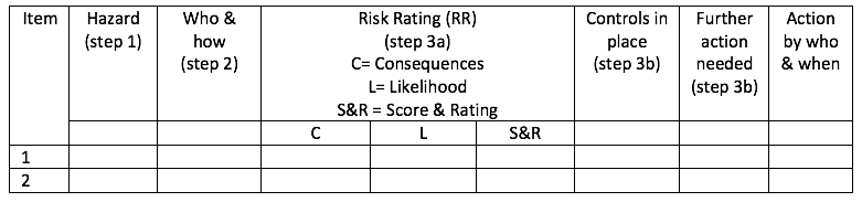 Risk assessment template example