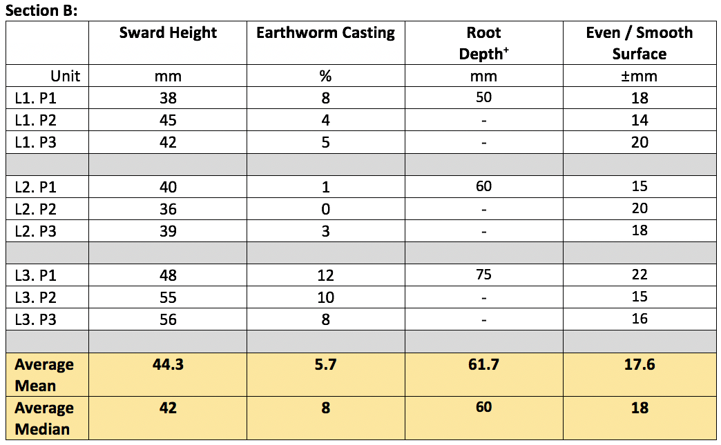 Example of a completed assessment worksheet Section B